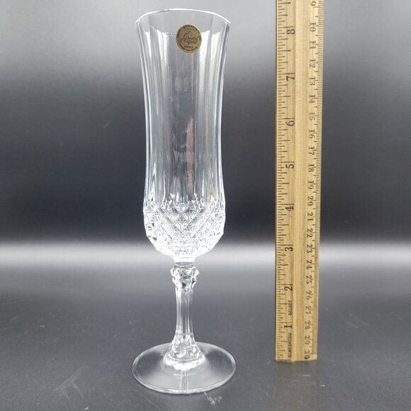Cristal DArques Longchamp Crystal Champagne Flutes Set Of 4 5 Oz France Elegant - Picture 9 of 9